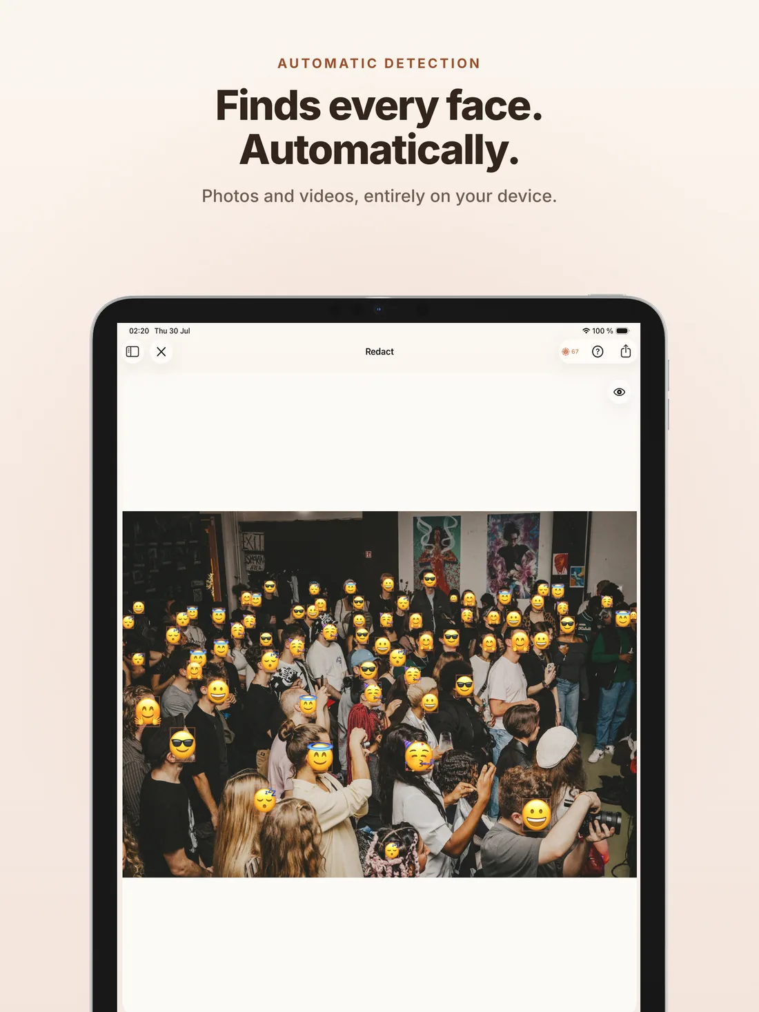 Redact on iPad: Finds every face automatically